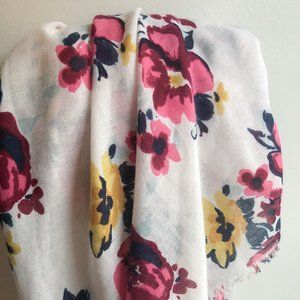 White, Pink, Navy, Yellow, Blue Floral Scarf